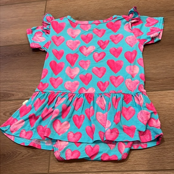 Ellie K’s Pink Heart Onesie w/Ruffles Diaper Snaps Size 2T Bamboo Blend Soft - Picture 6 of 7